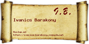 Ivanics Barakony névjegykártya